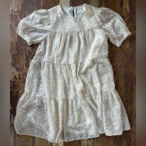 OVE Seoul Floral Sheer Babydoll Coquette Ruffle Kawaii Lacemade Mini Dress | S